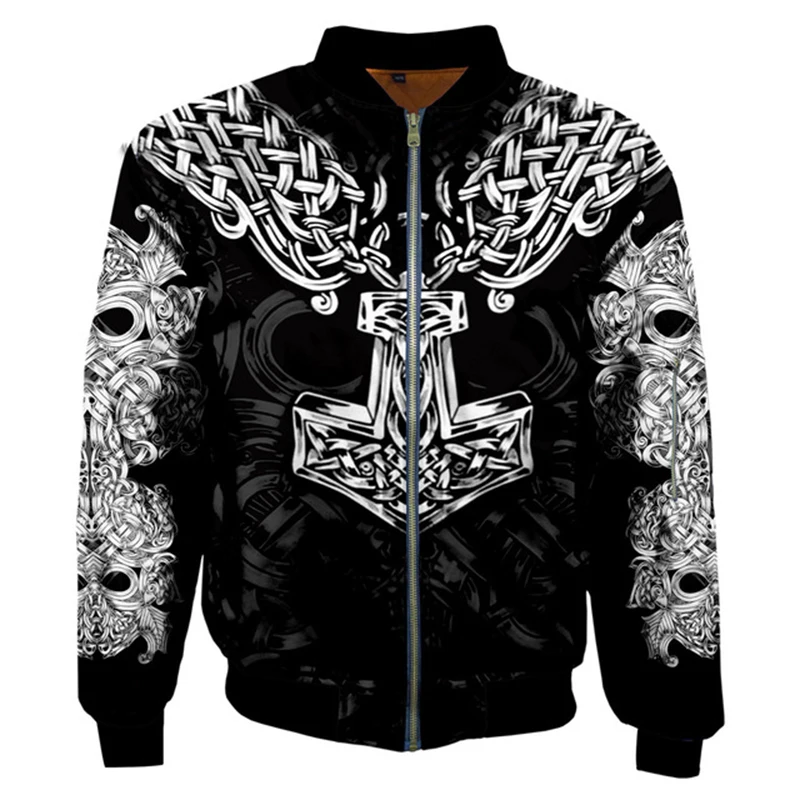

Winter Usa Size Jacket Stand Collar Outdoor Zipper 3D Digital Printing Flight Jacket Long Sleeve Thick Coat