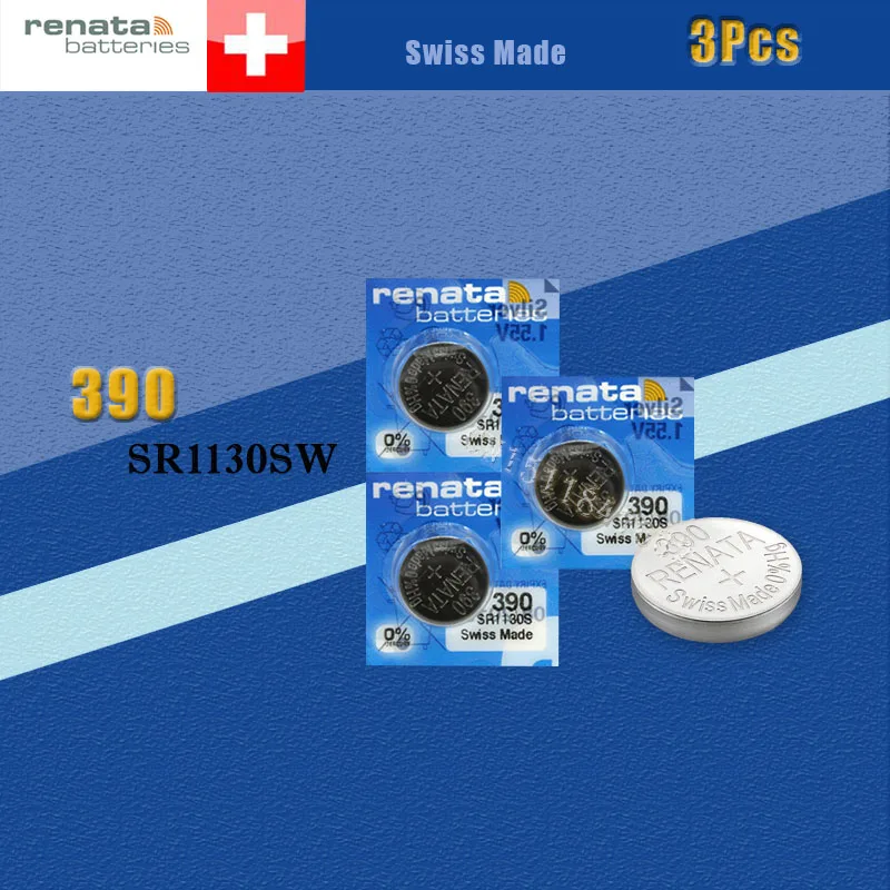 3 X Рената оксида серебра часы Батарея 390 SR1130SW 1130 1,55 V бренд renata 390 renata 1130 Батарея