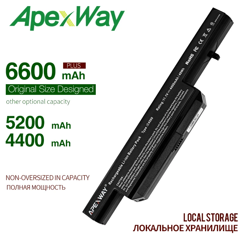 ApexWay 4400 mAh батарея для Clevo c4500bat-6 A6-87-C480S-4P4 W150 W170HN C4100 B5130M C4500 C4500Q B4100M B4105 E510 A701 A700