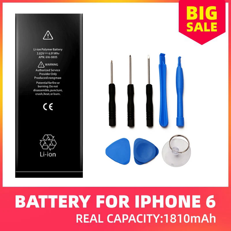 100% Новый аккумулятор для Apple iPhone 6 6G мобильный телефон реальная емкость 1810mAh 3 8 V