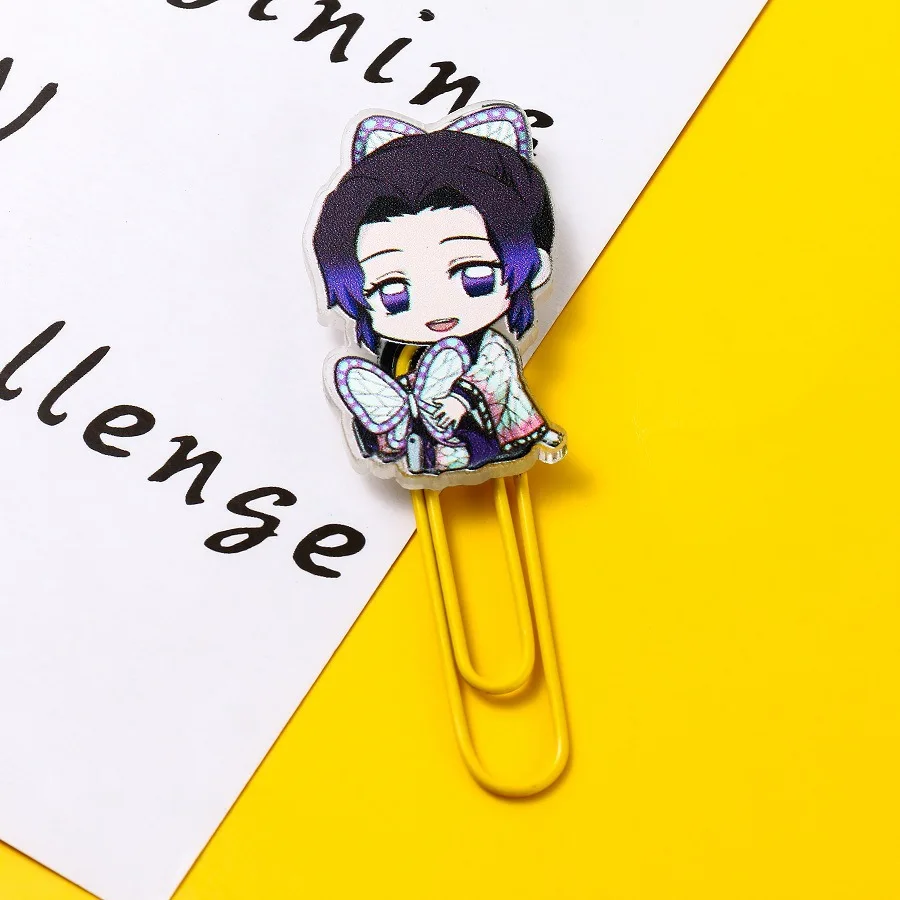 Anime Demon Slayer Kimetsu No Yaiba Cute Metal Paper Clips Bookmark Student Memo Clips Stationery Supplies Kochou Shinobu Nezuko