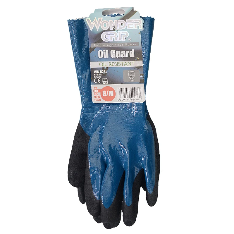 Oil Resistant Work Gloves Safety Nitrile Fully Dipped Long Cuff Gas Anti Biotic Slip Waterproof Acid-base Chemical Proof