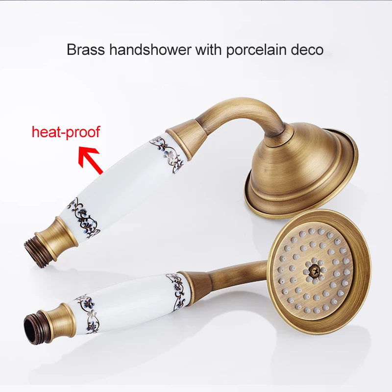 quyanre wanfan gappo antique brass shower faucets set brass shower head ceramic handshower swivel tub spout 3-way mixer tap wall mounted bathroom shower faucet kit2