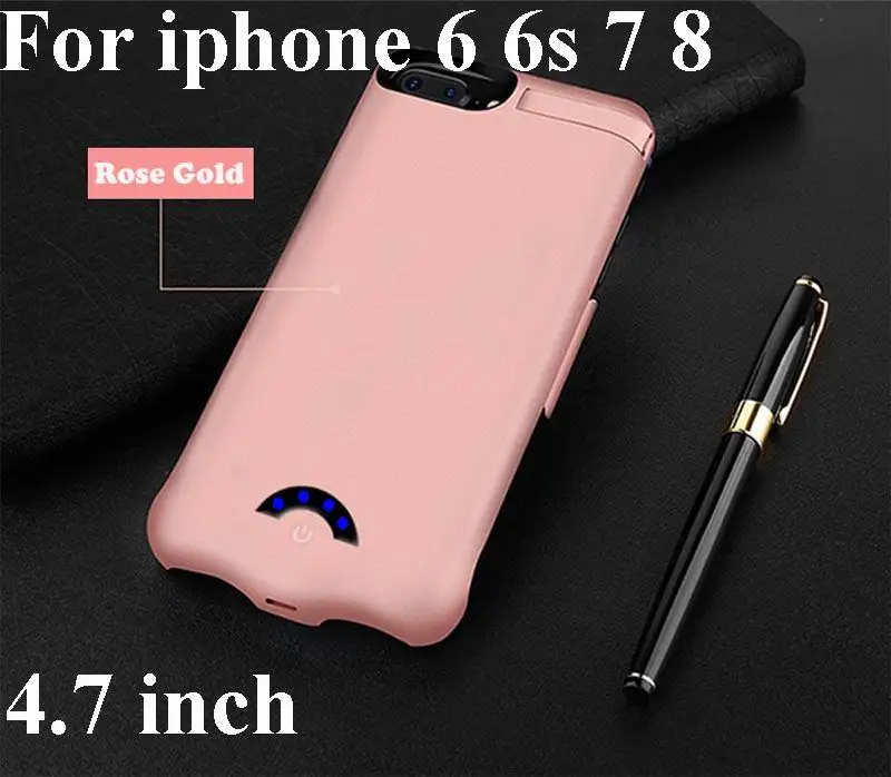 6 6S 7 8 Rosy Gold 10000 мАч резервного аккумулятора зарядное устройство чехол для iPhone X 8 7 6 6 s plus батарея Чехол банк питания зарядный чехол для iPhone 6 6s 7 8 - Цвет: 6 6S 7 8 Rosy Gold