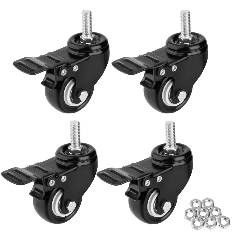 

1.5" Heavy Duty Swivel Caster Wheels Threaded Stem Casters with Brake Trolley Furniture Caster M8/M10x25 Threaded Stem and Nuts
