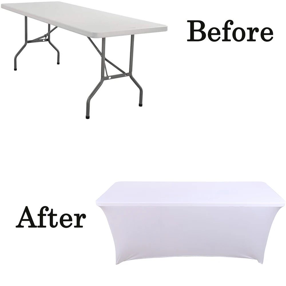 

Hot Rectangular Table Cloth Spandex Polyster Table Cover for Standard Folding Tables Party Wedding Hotel 72inch Tablecloth