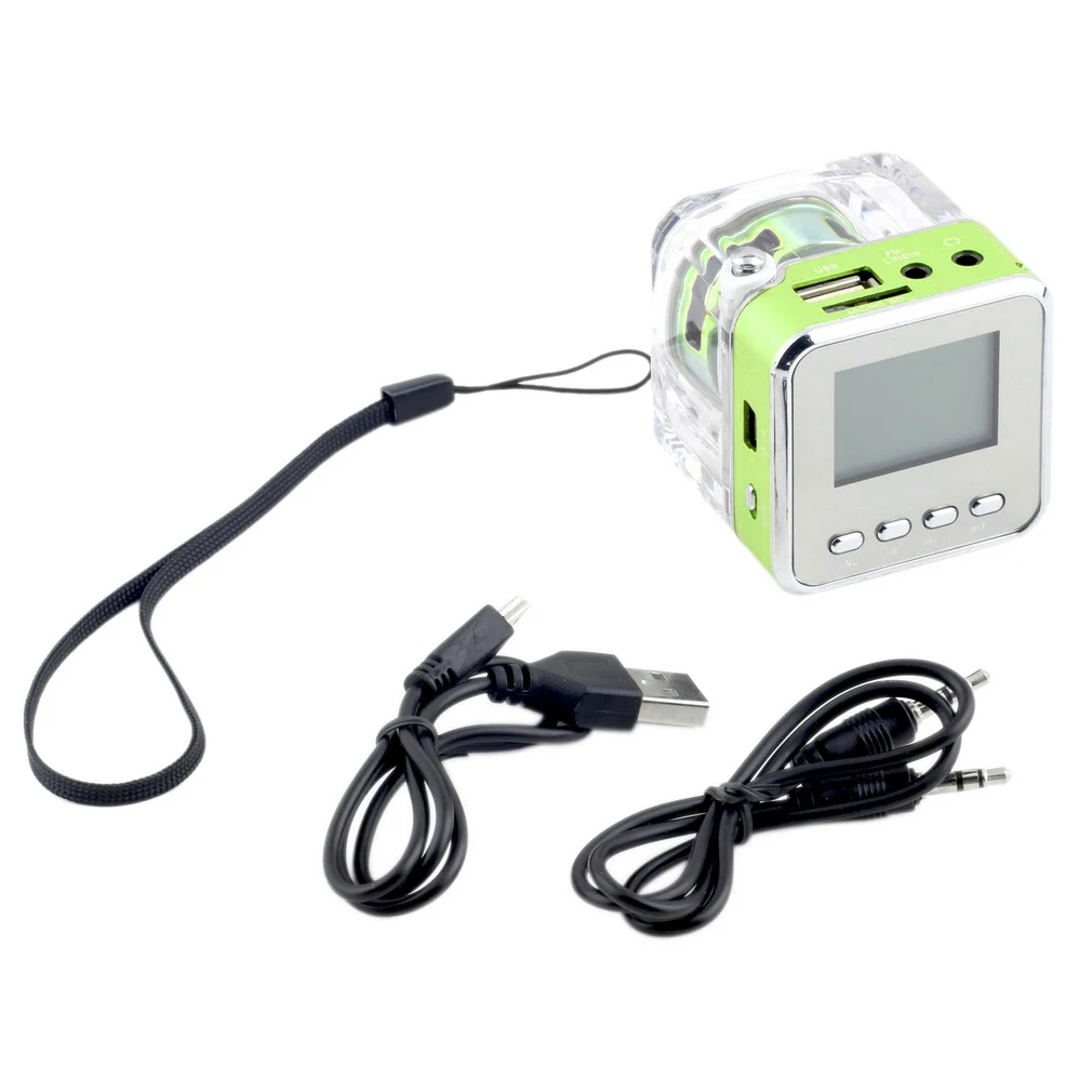 Мини-динамик lcd HiFi Музыка MP3/4 плеер Micro SD/TF USB диск FM радио мини динамик - Цвет: Green