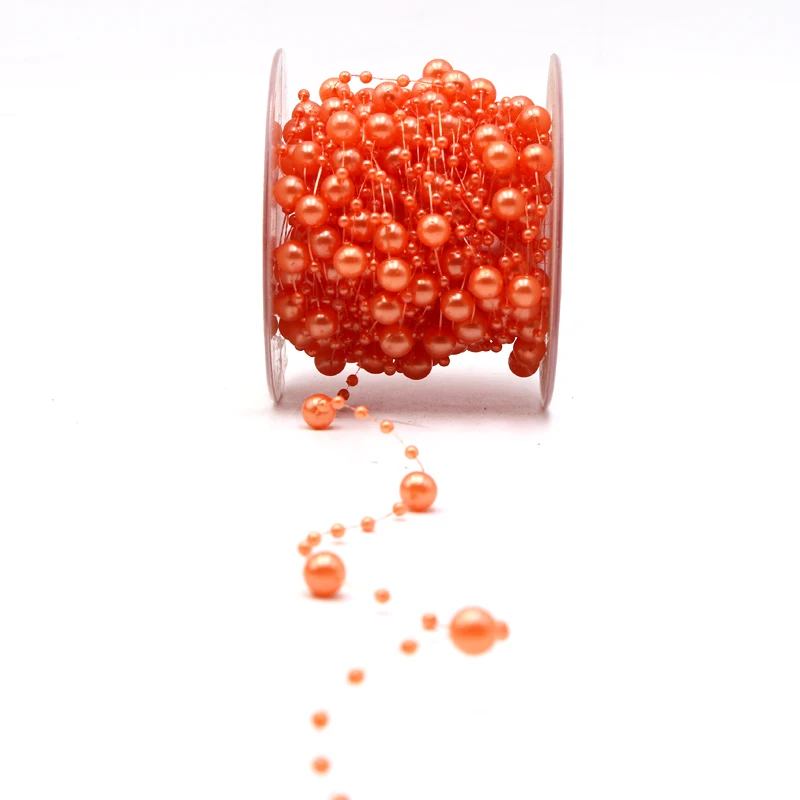 Orange-270 5 м/15 м леска искусственная цепочка с жемчужными бусинами гирлянда цветы Свадебная вечеринка украшения невесты головные Уборы много цветов - Цвет: Orange-270