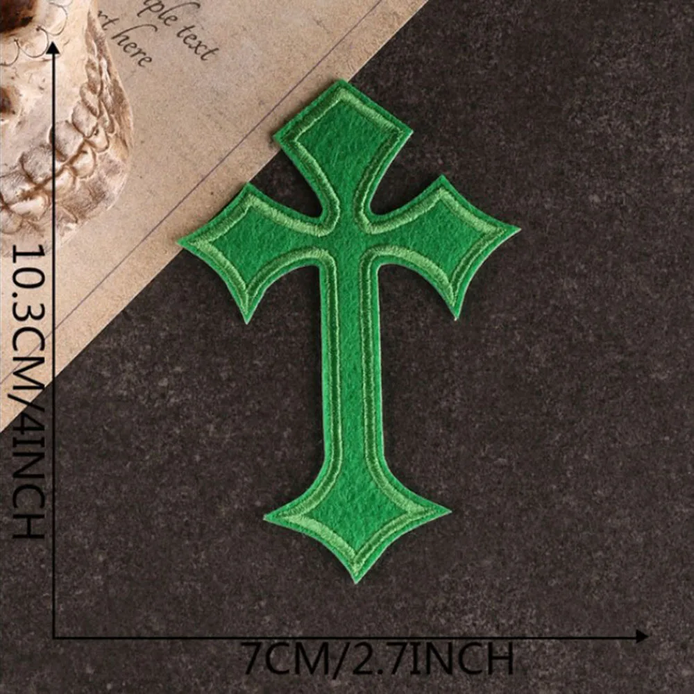 Farbenfroher Jesus Christus Aufbügel-/Aufnähkreuz-Patch, bestickter Kleideraufnäher für Kleidung, Kleidersticker, Kirchenapplikation – Detail 4
