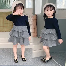 Зимнее платье для девочек; одежда для детей; платье-пачка принцессы для малышей; Осенняя детская одежда в клетку для девочек; От 1 до 5 лет