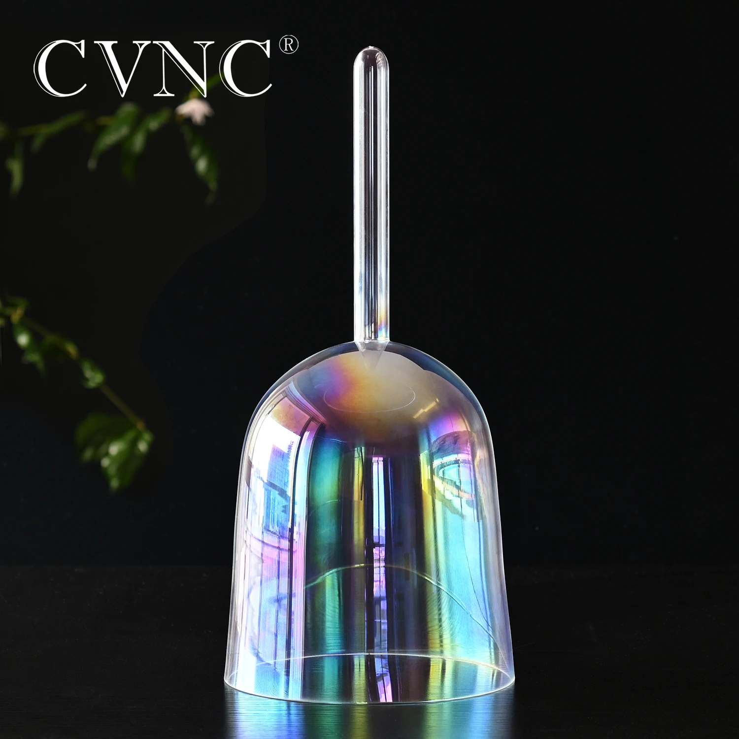 CVNC 7 Inch F Note Cosmic Light Hollow Handle Clear Quartz Crystal Singing Bowl Free Carry Case Bag Sound Music Instrument