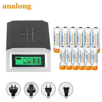 

6PCS analong AA 1.2V NI-MH Rechargeable Battery 2200mAh AA batteries with 6PCS AAA Battery 1000mAh+Charger for aa aaa 1.2v