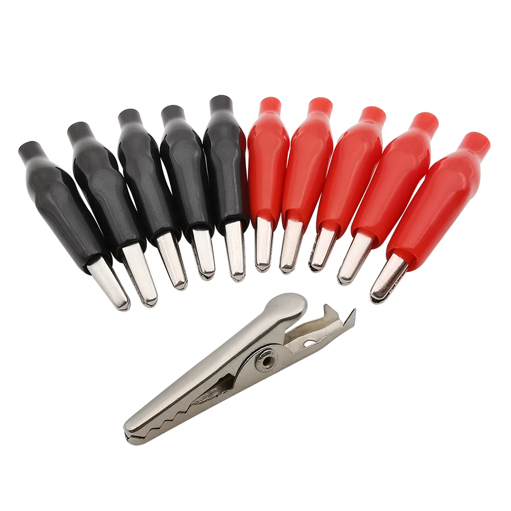 10pcs/5pairs 27mm Alligator Clip Clamp test Testing Probe Black+Red small size 
