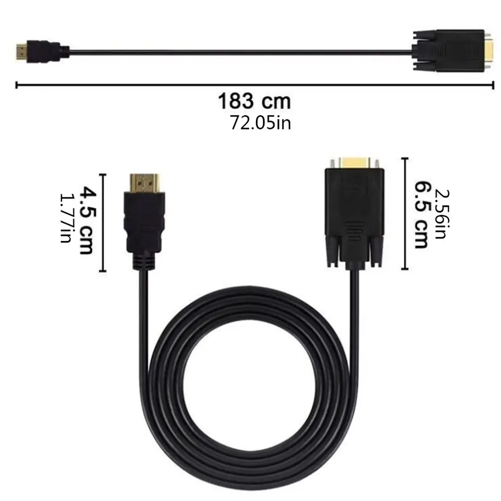 Позолоченный HDMI к VGA конвертер кабель с аудио выходом для ПК ноутбук планшет 1,8 м Высокое разрешение адаптер