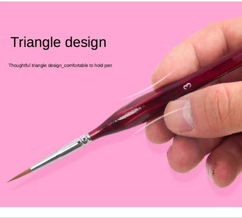 weasel hair Triangle birch rod fine nail art students special line drawing gouache color stroke oil brush 4colors hook line pen