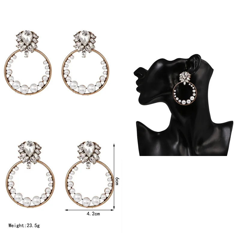 

2019 Newest Statement Earrings Big Geometric earrings For Women Hanging Dangle Earrings Round Diamond Earing modern Jewelry