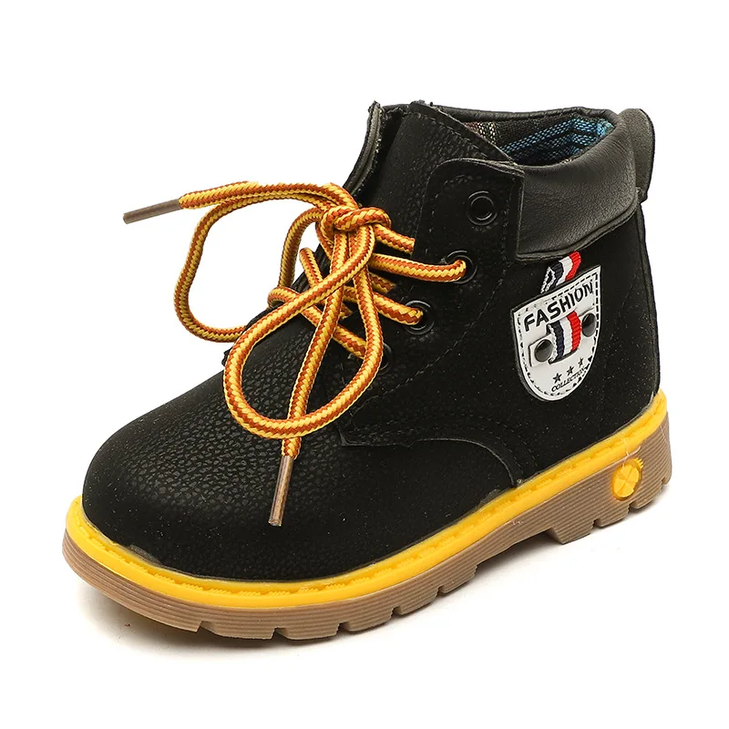 Top Selling Children Shoes Boys Fashion Boots Autumn Winter New Gentleman Leather Martin Boots Girls Flat Shoes