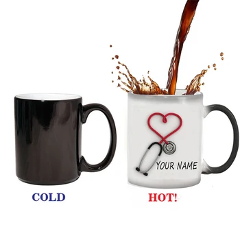 

Personalised Nurses and Doctors Gift Mug Stethoscope Color Changing Coffee Mugs Cup Gift Custom Printed Name Text Mug