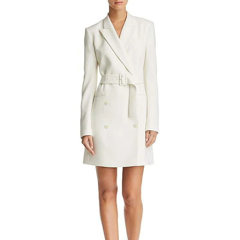 Autumn Fashion Plus Size Dresses Turn Down Neck Long Sleeve Double-breasted Sashes Short Dresses Office Lady Dresses Z2639