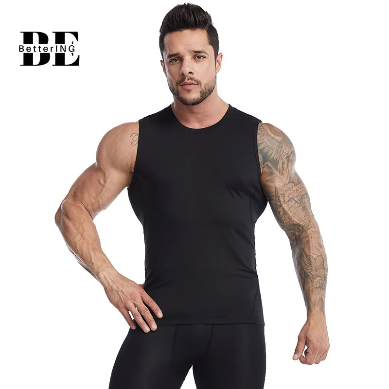 Spring-summer 2021 Men's Sports Vest Tight Sleeveless Fitness Clothing Basketball Running Yoga Fast Dry Breathable Vest