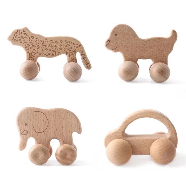1pc Organic Beech Wooden Car For Babies BPA Free Montessori Toys Wooden Rattle Brain Game Toys Handmade Crafts Gift Child Block 5