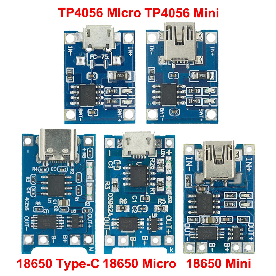 1PCS type-c/Micro USB 5V 1A 18650 TP4056 Lithium Battery Charger Module Charging Board With Protection Dual Functions Li-ion | Электронные