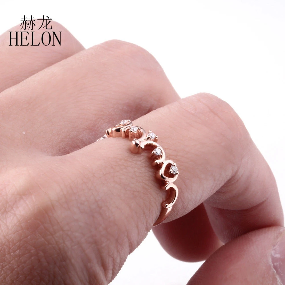 HELON Solid 14K розовое золото SI/H с натуральными бриллиантами, винтажное обручальное кольцо с бриллиантами, юбилейные вечерние кольца, Женские Ювелирные изделия