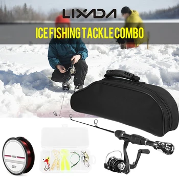 

Lixada Ice Fishing Rod Combo Spinning Reel Hooks Nylon Fishing Lines Soft Worms Lures Reflective Metal Lures Ice Fishing Tackle
