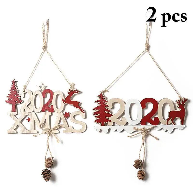 2 шт. деревянные подвесные украшения для рождественской елки, новогодние вечерние украшения, реквизит для фотосъемки, Рождественский подвесной знак