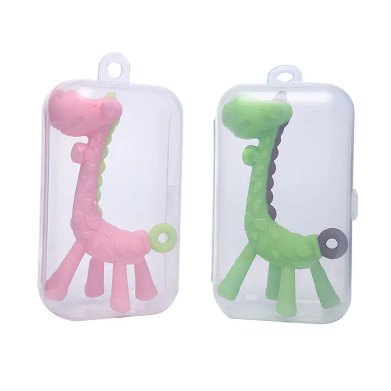 Baby Silicone Training Toothbrush BPA Free Fawn Shape Safe Toddle Teether Chew Toys Teething Ring Gift For Infant Baby Chewing