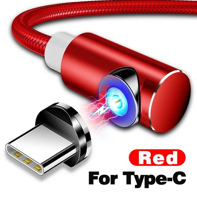 Магнитный кабель INIU для быстрой зарядки, USB кабель для iPhone XS 8, samsung, type C, зарядное устройство, магнит, Micro USB, Andriod, кабели для мобильных телефонов - Цвет: For Type C Red