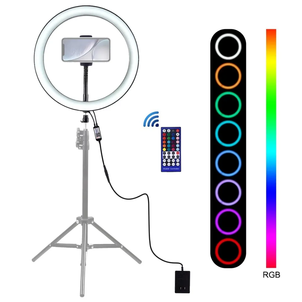 

LANBEIKA 12" Photography Dimmable LED Ring Light Vlogging Selfie RGB Full Color Video Light Cold Shoe Tripod Head &Phone Clamp