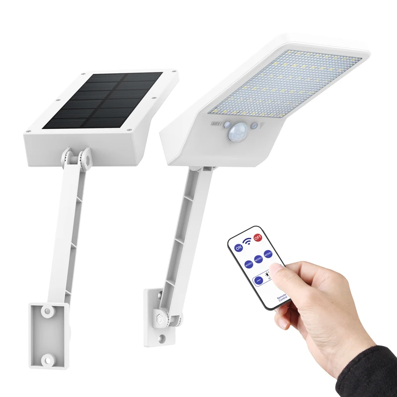 QLTEG 48 LED 800 LM 야외 태양 광 발전 거리 벽 램프 PIR 모션 센서 정원 보안 방수 원격 제어 태양 광 조명