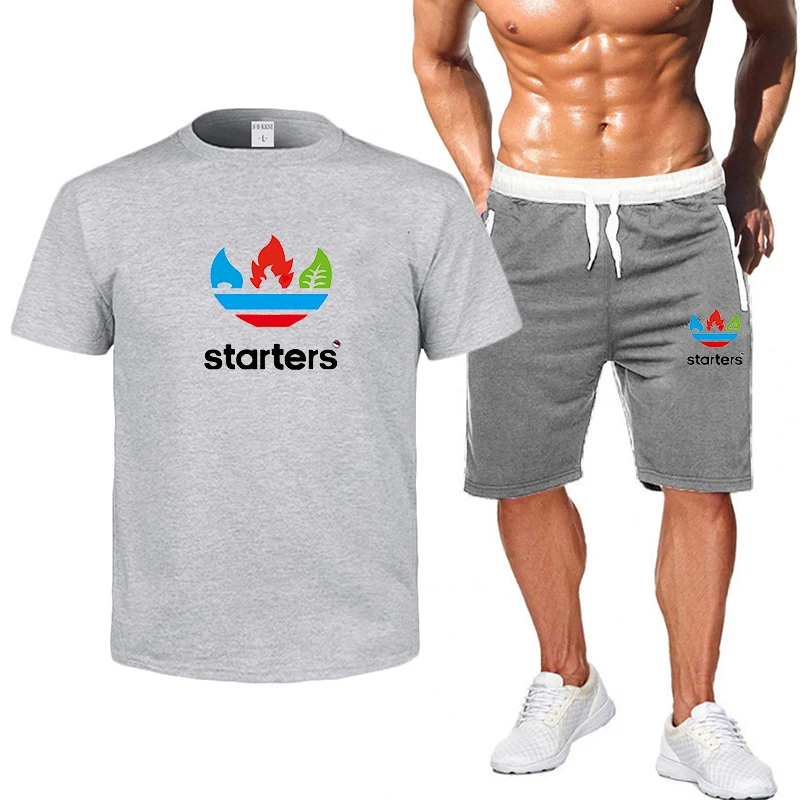 Great Value Olevo Jogging Sweatsuits Suit Cool Printed Cotton Short Sleeve Tops Mens Tracksuit Shorts Sweatpants Sports Loose 2 Piece Set