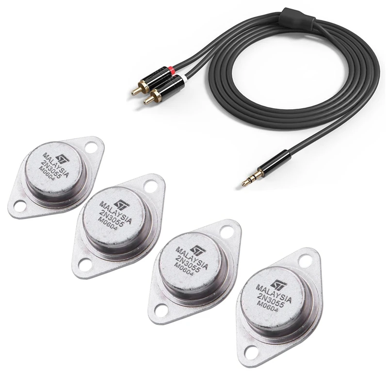 4x2N3055 15A 60V Силовые транзисторы NPN AF o Мощность транзистор TO 3 с Джек 5 мм до 2 RCA кабель