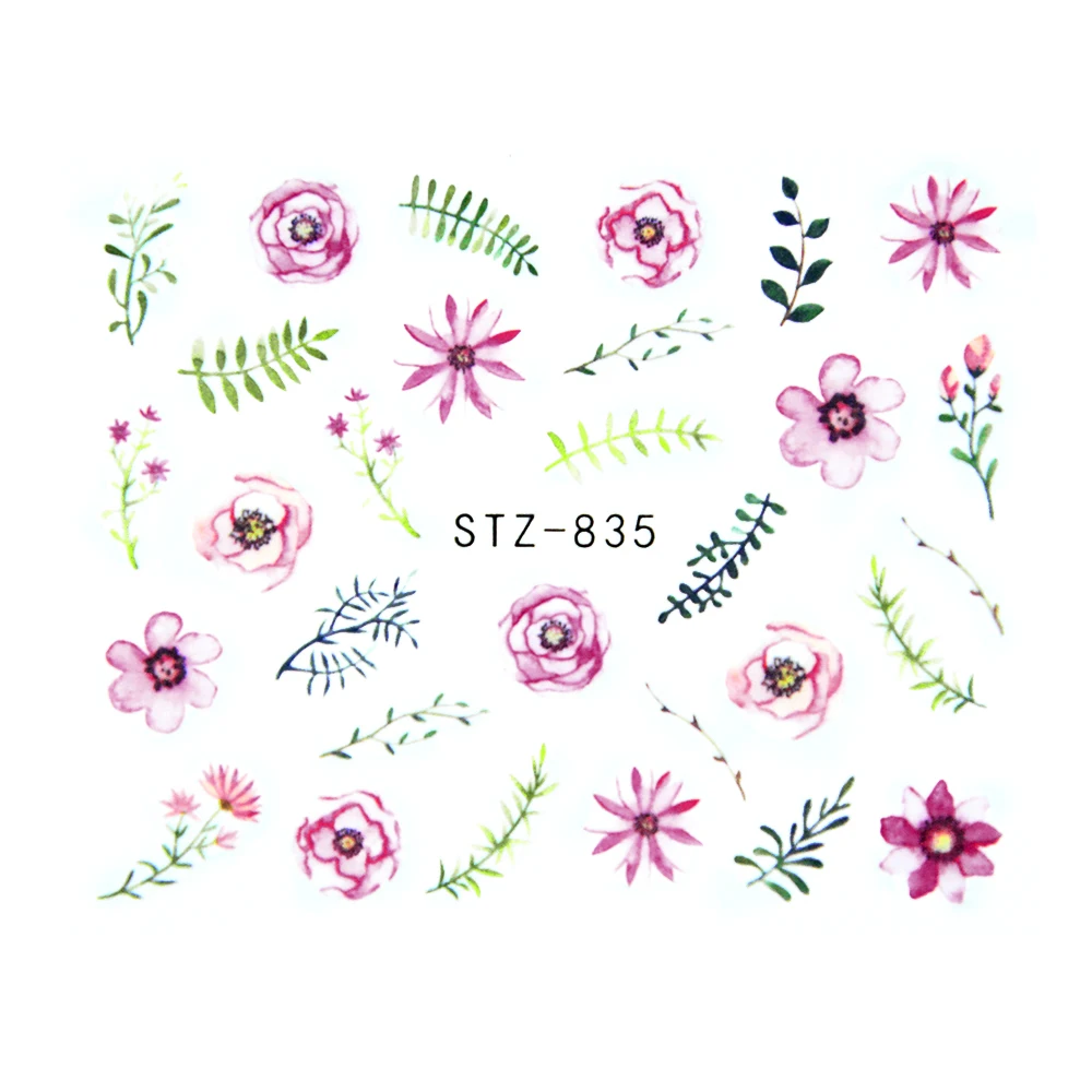 Nail Stickers Sliders For Nails For Manicure Decor Nails Set Nail Design Sliders Flower Leaf Tree Green Nail Art Watermark Decal