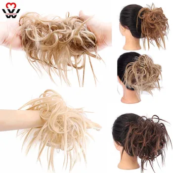 

MANWEI fluffy chignon hairpiece synthetic Tousled messy bun hair elastic band updo chignon hair hairpiece for women