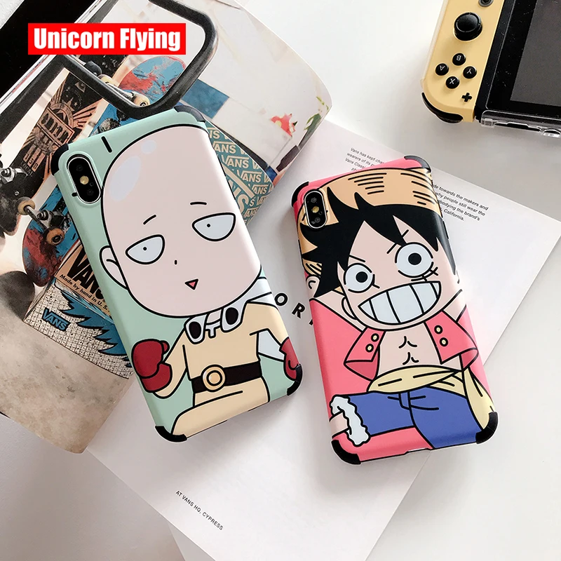 

LinXiang Japanese Anime Cute One Punch Man One Piece Luffy Soft Phone Case Back Cover For iphone 6 6s 7 8 Plus X XS Max XR