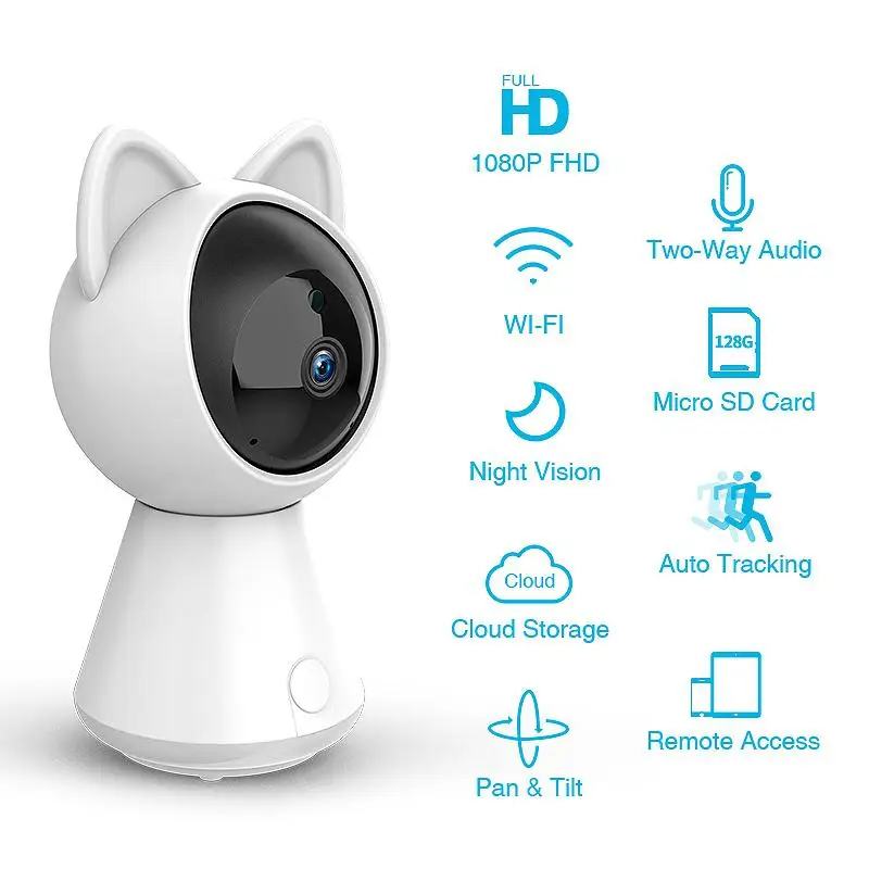 

1080P Cat IP Camera Intelligent Automatic Tracking Camera Home Security Wireless Network WiFi Surveillance Mini Camera