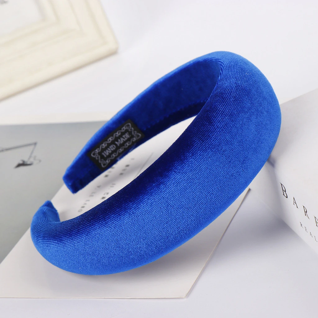 2019 Female Bezel Head Velvet Padded Headband For Women Solid  Wide Thick Gifts Hair Hoop  Elastic Hairband Hair Accessories 903