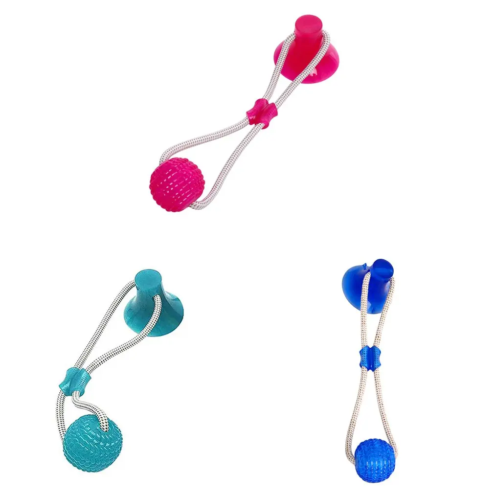 Multifunction Pet Molar Bite Toy Dog Toy Rubber Chew Ball Cleaning Teeth Safe Elasticity Soft Puppy Suction Cup Dog Bite Toy