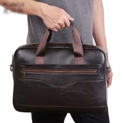Laptop Bag For Men Black Genuine Leather 14 Inch Luxury Brand Bag Ipad Pouch Business