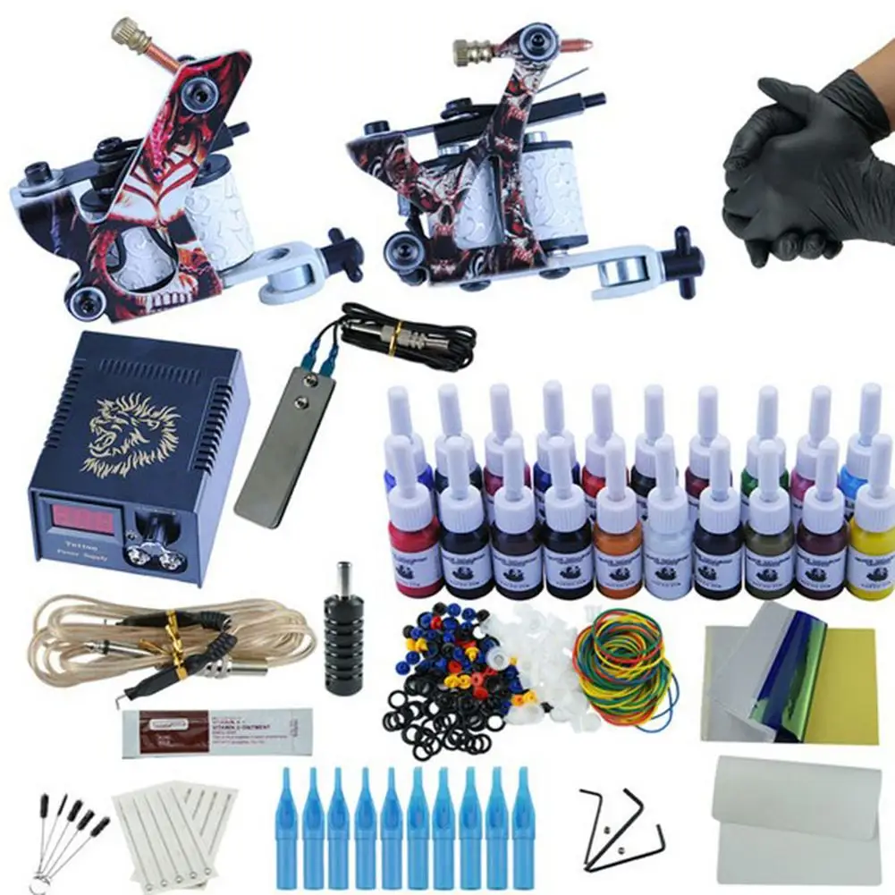 

Professional Tattoo Machine Power Supply Gloves Repairing Cream Pigment Kit Professional Easy to Use Lightweight