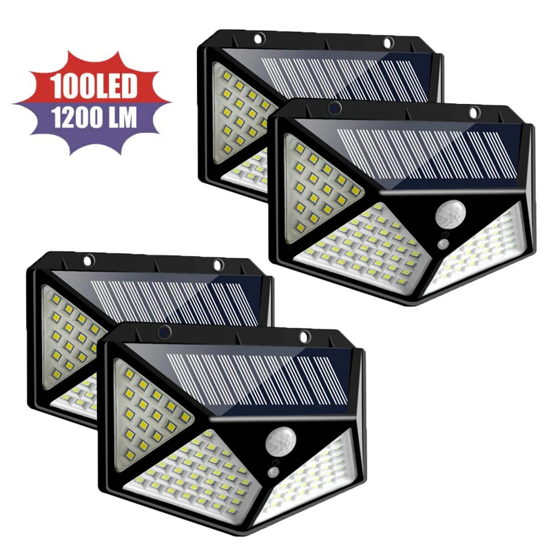 

1/2/4 Pcs 100 LED Solar Power Light Outdoor Garden Light Motion Sensor Stairs Pathway Courtyard Solar Security LED Lighting Lamp