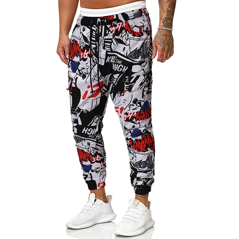 Foreign Trade Men's Casual Trousers Spring and Autumn New Printing Men's Casual Graffiti Casual Men's Fashion Feet Casual Pants