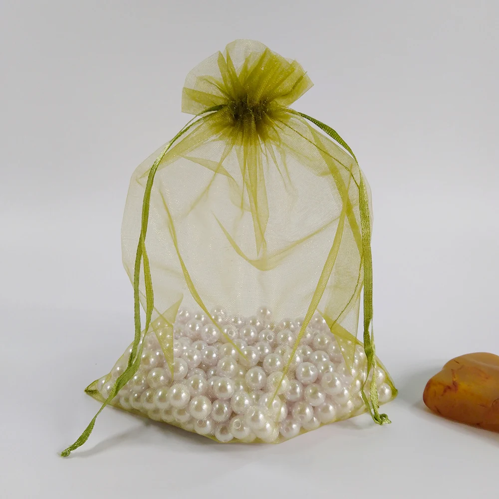 Army Green 50 шт. Подарочная сумка для ювелирных изделий 17x23 20x30 25x35 30x40 Свадебные вечерние рождественские подарочные сумки из органзы на шнурке ювелирные изделия мешки для упаковки пакетов - Цвет: Army Green