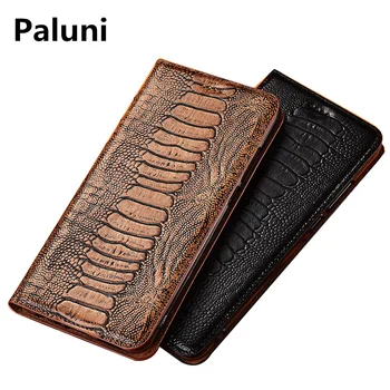 

Genuine real leahther ostrich foot pattern phone bag for Google Pixel 4 XL/Google Pixel 4 flip case card slot holder flip capa