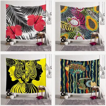 

Simple Green Plants Tapestries Print Wall Hanging Beach Red Flower Tapestries Polyester tablecloths Decor 200x150cm Large