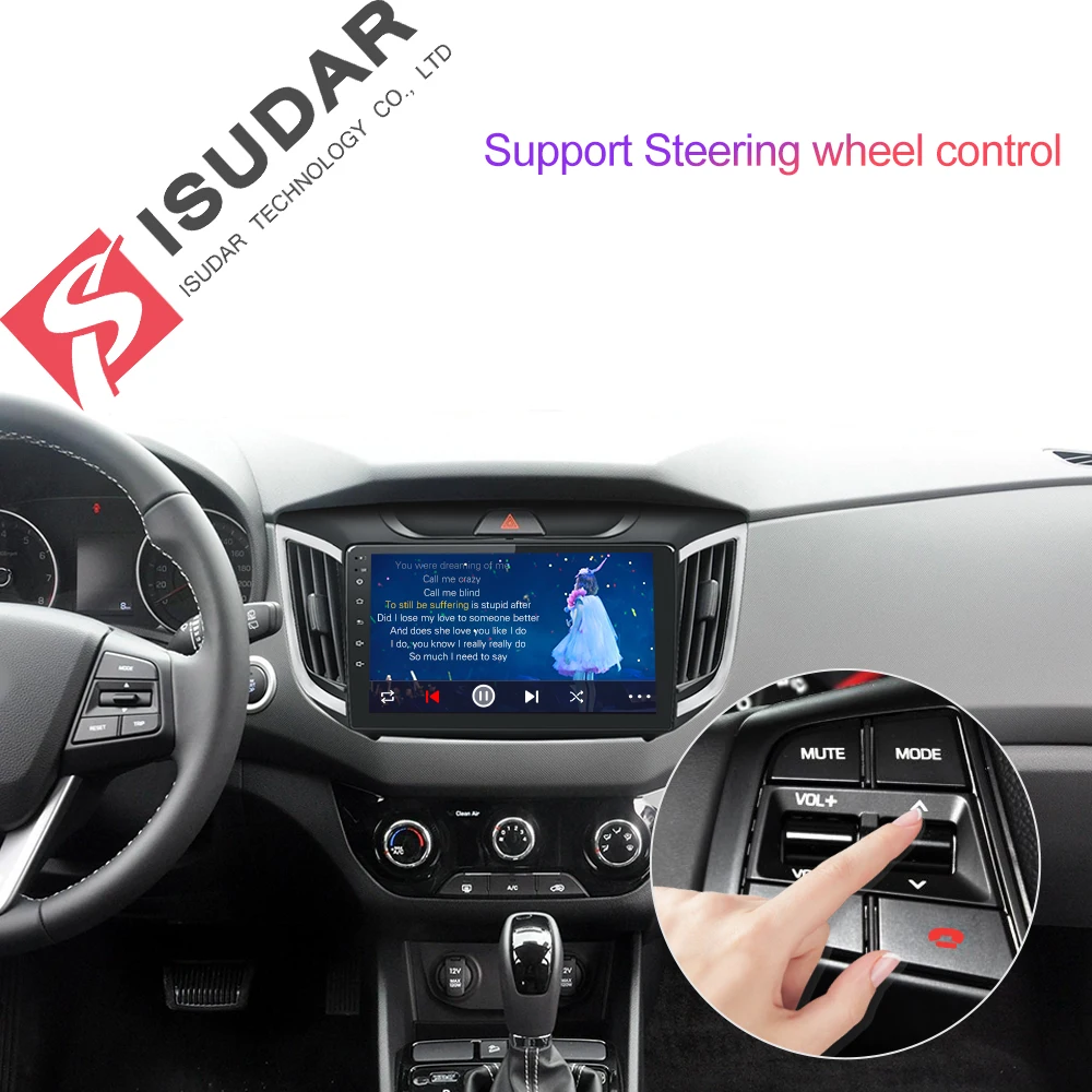 Isudar Авто Радио Android 9 для Hyundai/Creta ix25 1 Din Автомобильный мультимедийный видео плеер