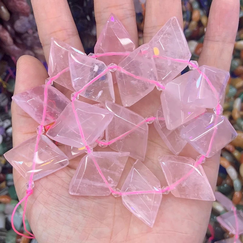 Natural Amethyst Citrine Rose Quartz Beads 15'' Rhombic Square DIY Loose Beads For Jewelry Making Women Beads Necklace Earring